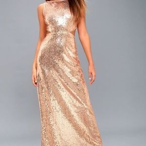 Rose Gold Sequin Maxi Dress